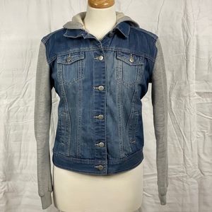Jean Jacket with Grey Sweatshirt Jacket